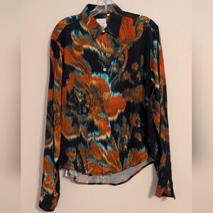 Paul Smith Black and Orange Abstract Button Down Shirt